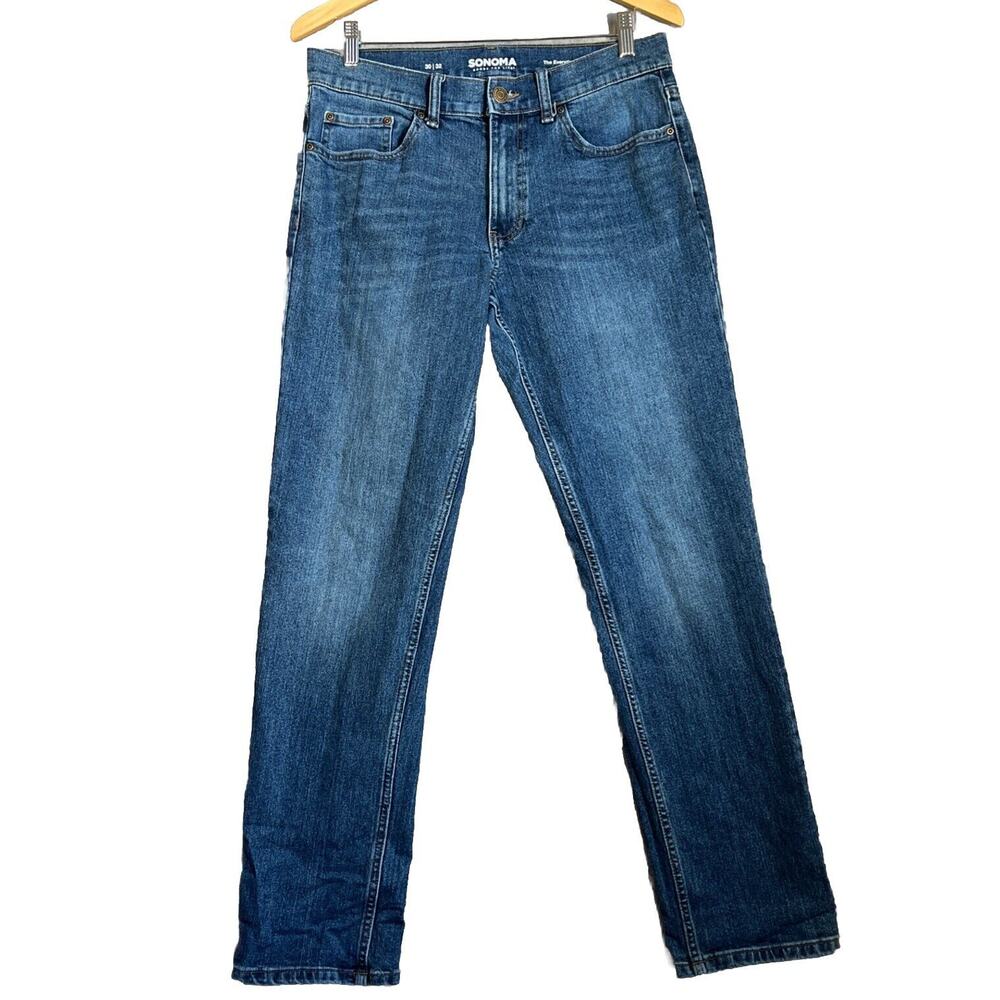 Sonoma Jeans Men 30x32 Everyday Straight Medium Blue Stretch Denim